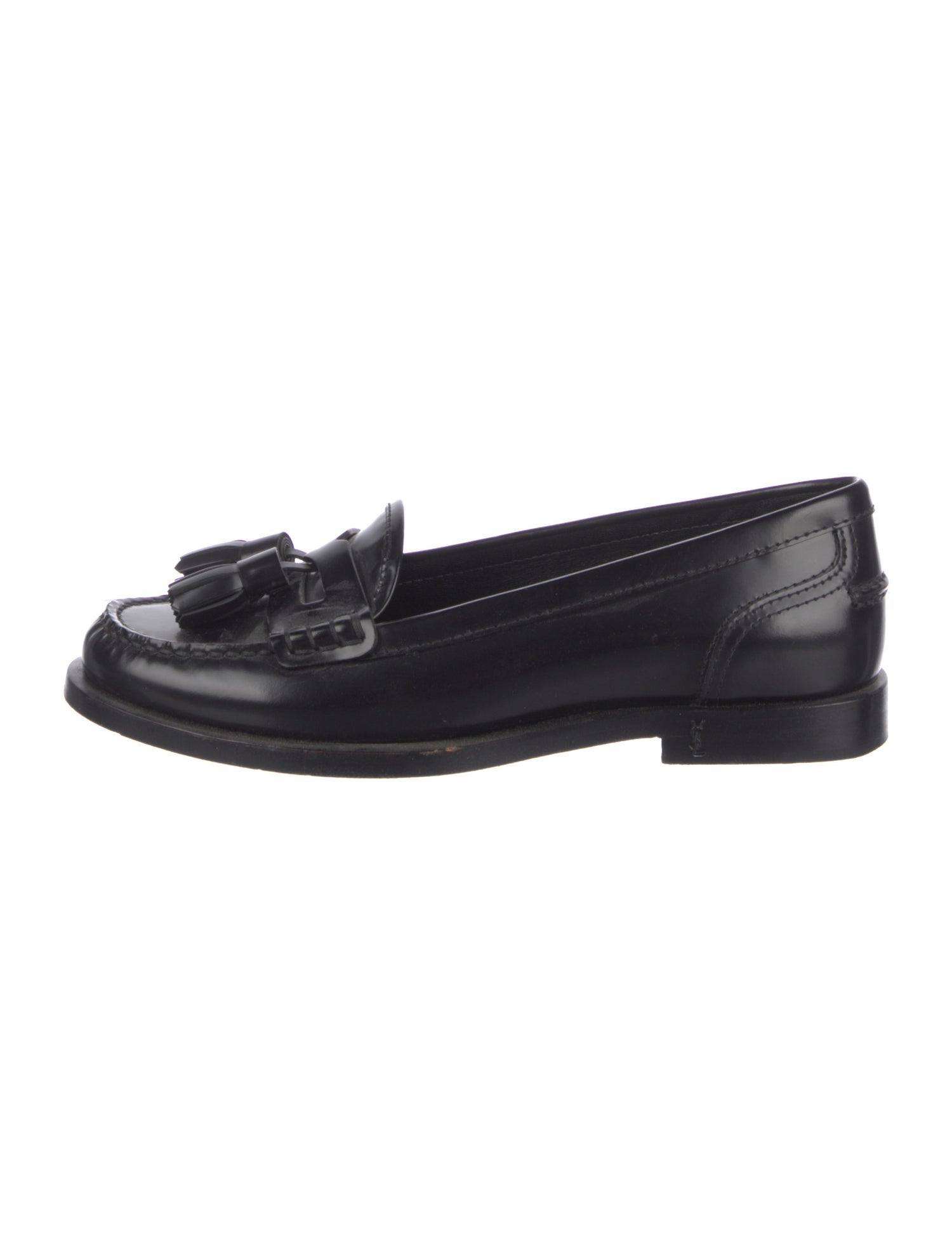 Saint Laurent Leather Tassel Accents Loafers