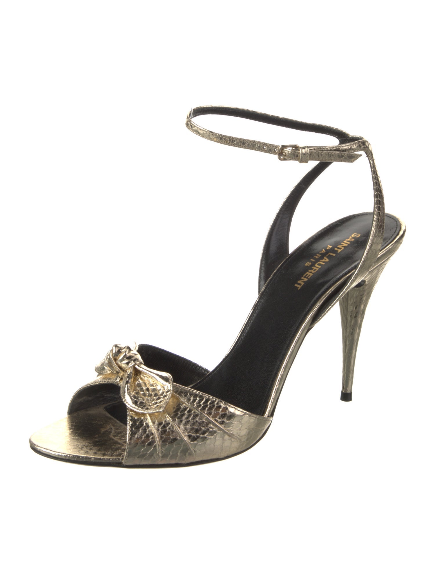 Saint Laurent Leather Bow Accents Sandals