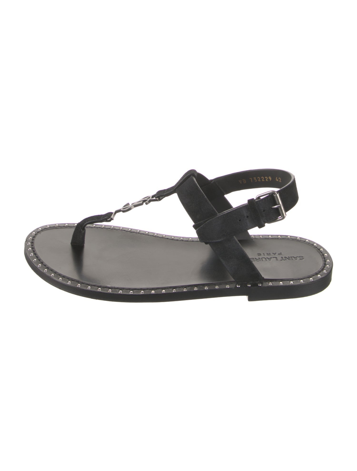 Saint Laurent Chevron Suede Sandals