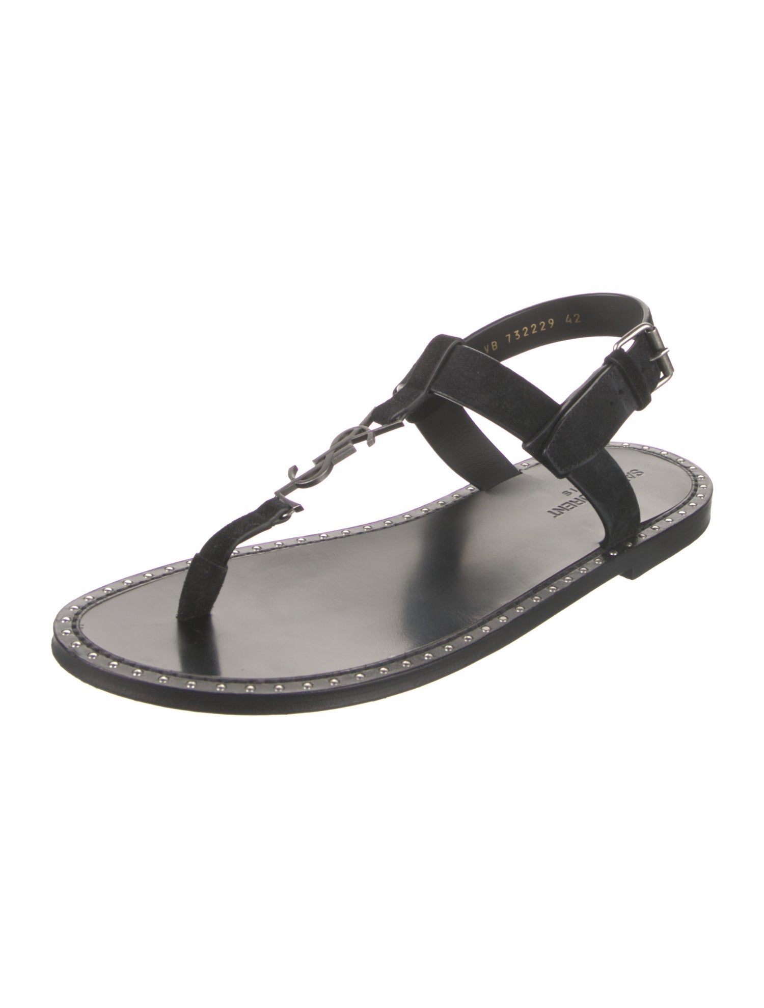 Saint Laurent Chevron Suede Sandals