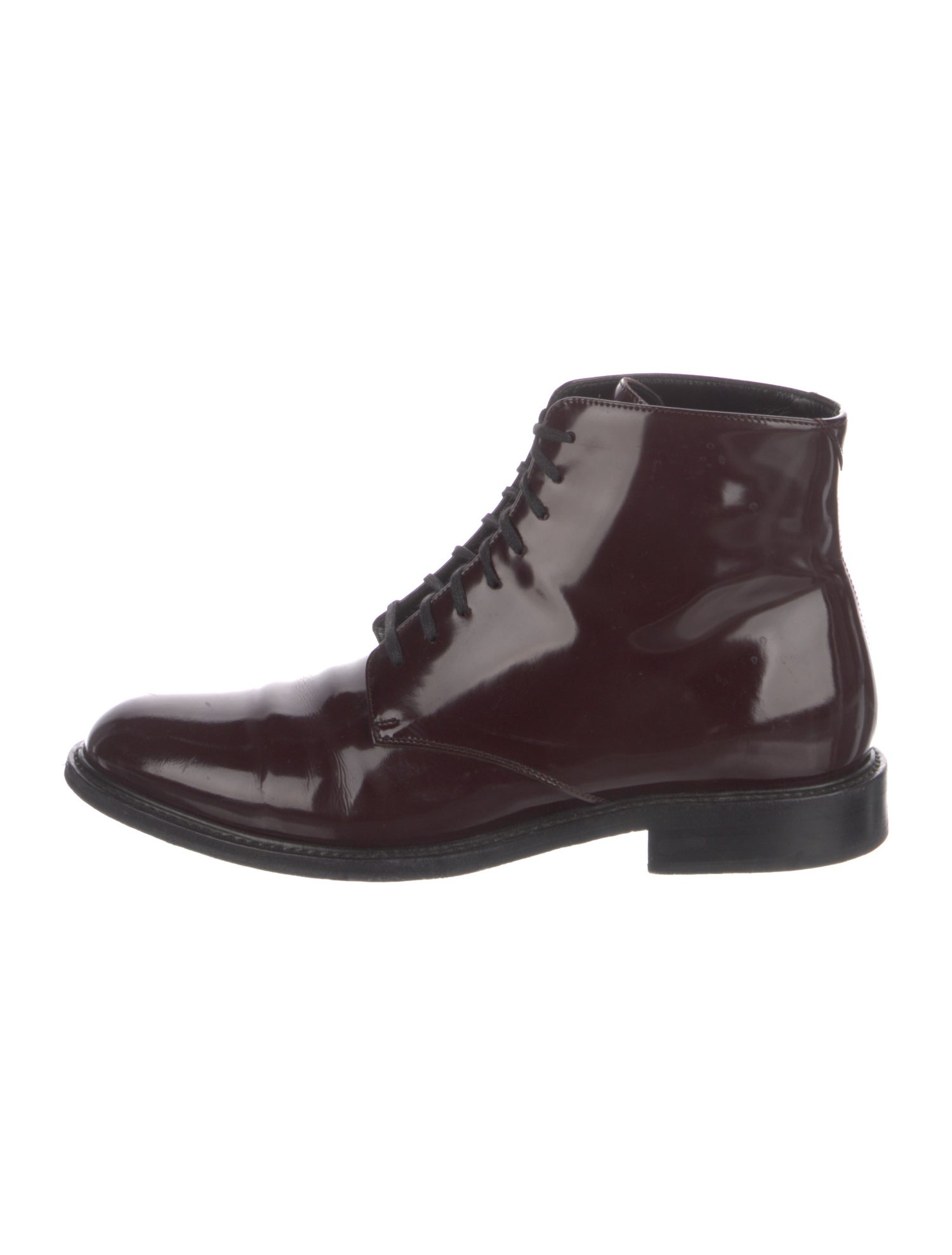 Saint Laurent Patent Leather Lace-Up Boots