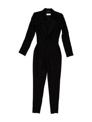 Pre-owned Saint Laurent Virgin Wool Jumpsuit In Black
