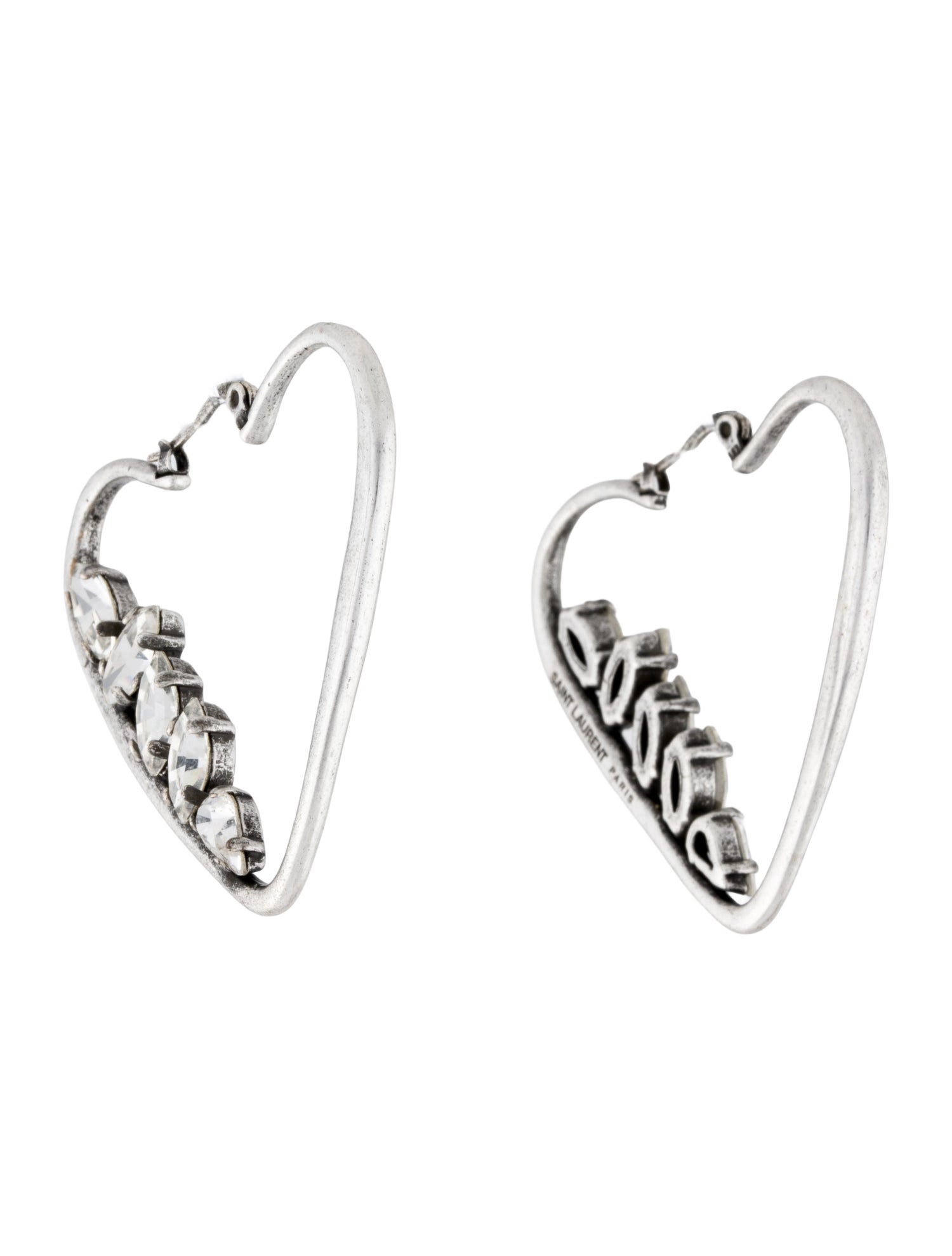Saint Laurent Crystal Heart Hoop Earring