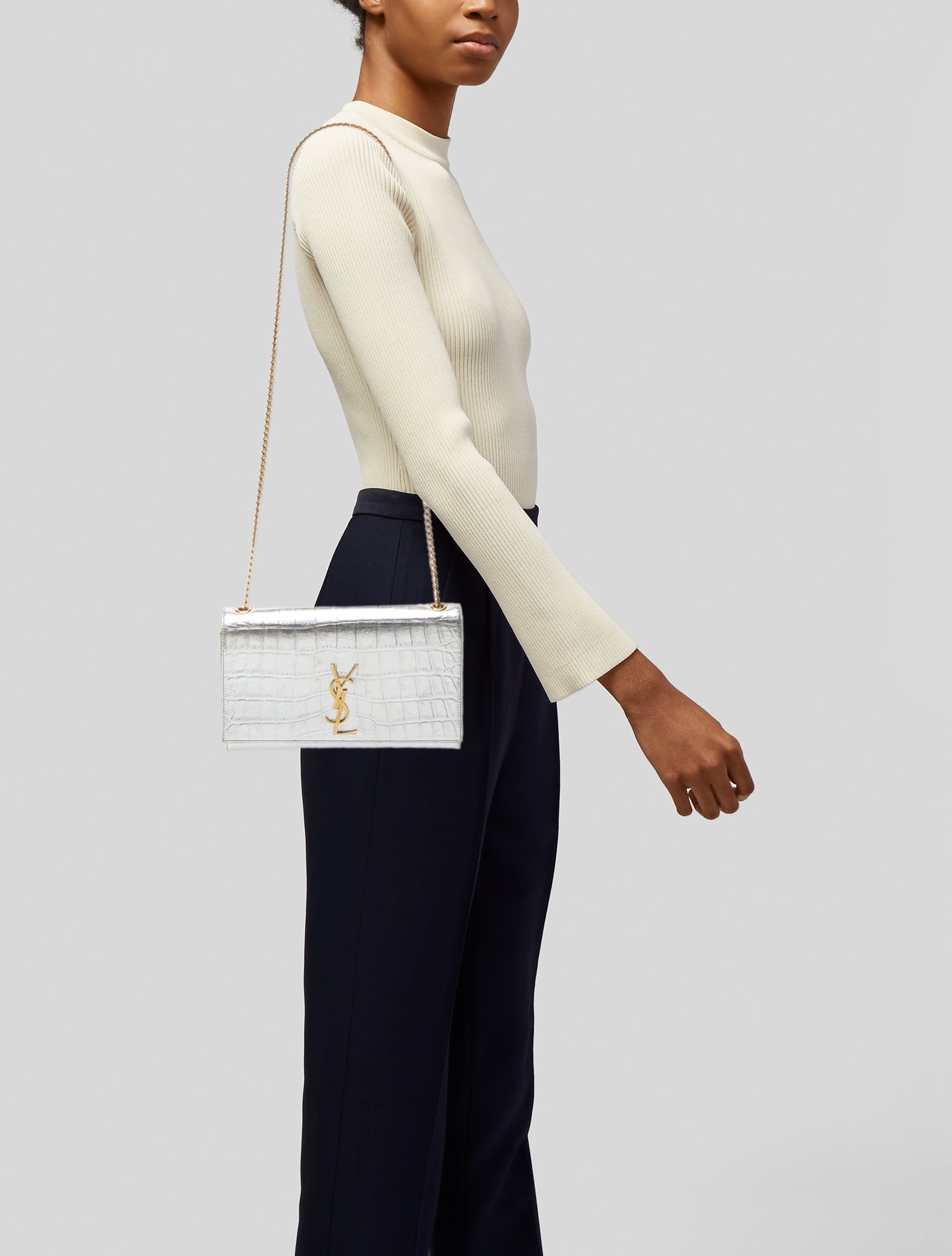 Saint Laurent Embossed Leather Kate Medium
