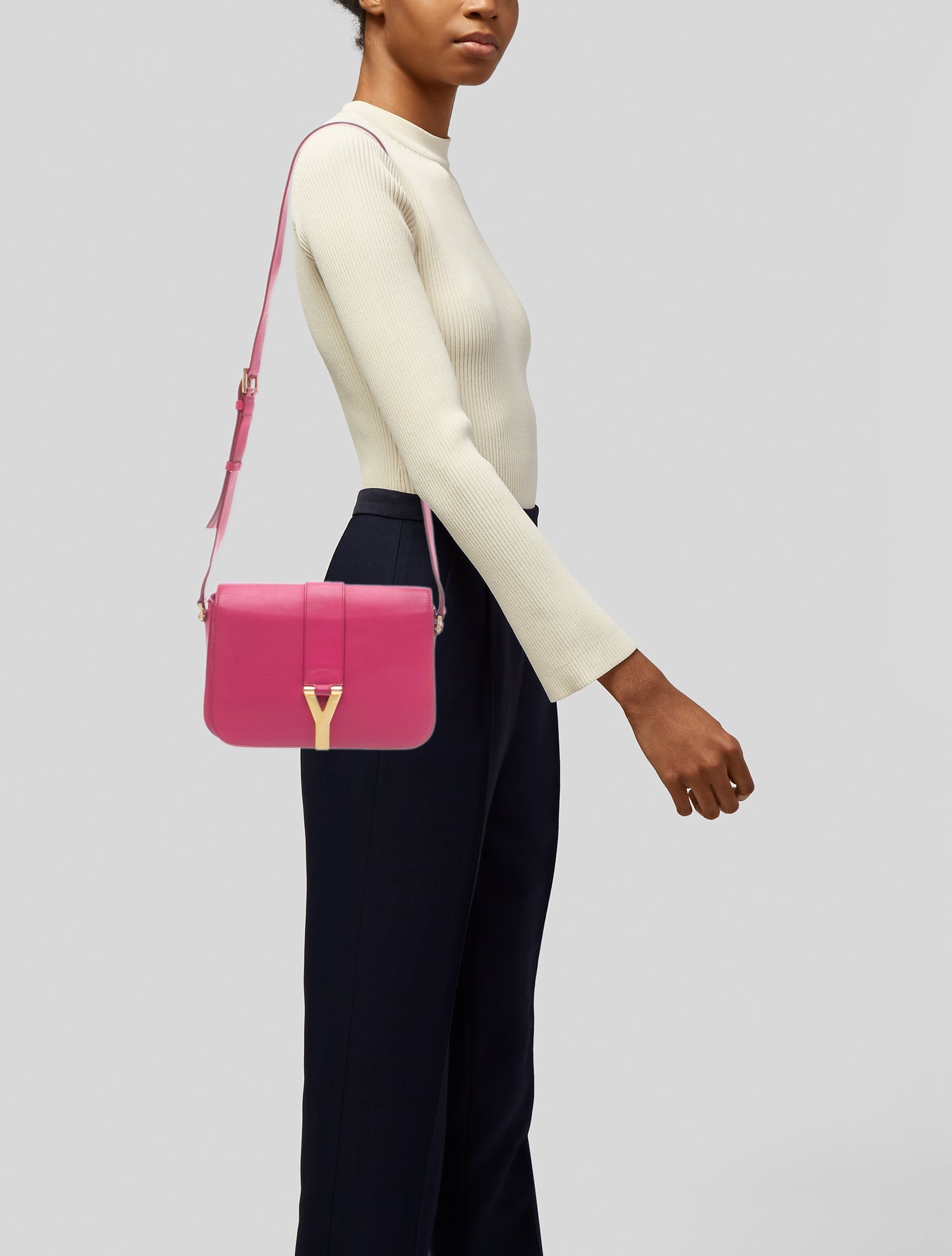 Saint Laurent Leather Classic Y Shoulder Bag Small