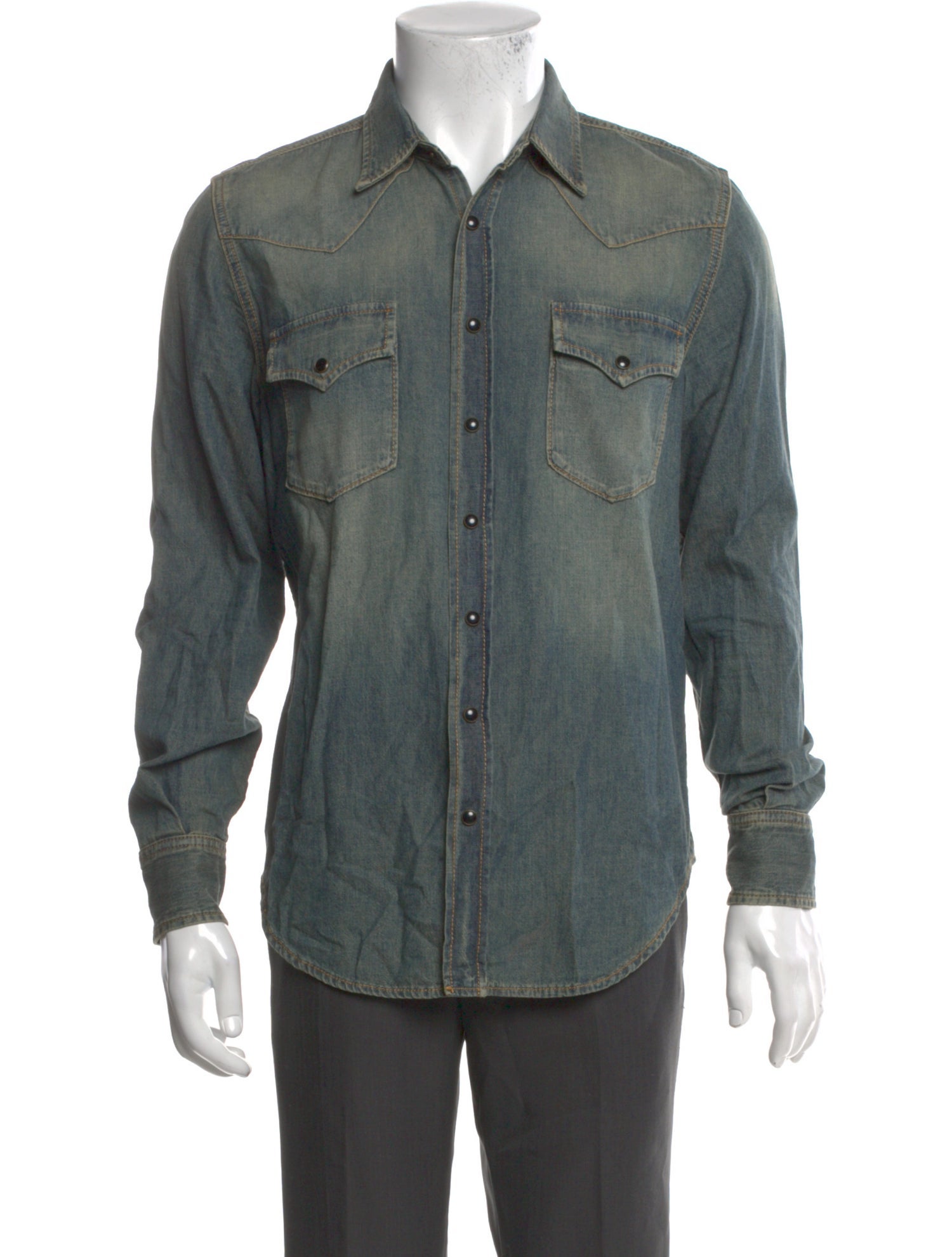 Saint Laurent 2021 Long Sleeve Denim Shirt