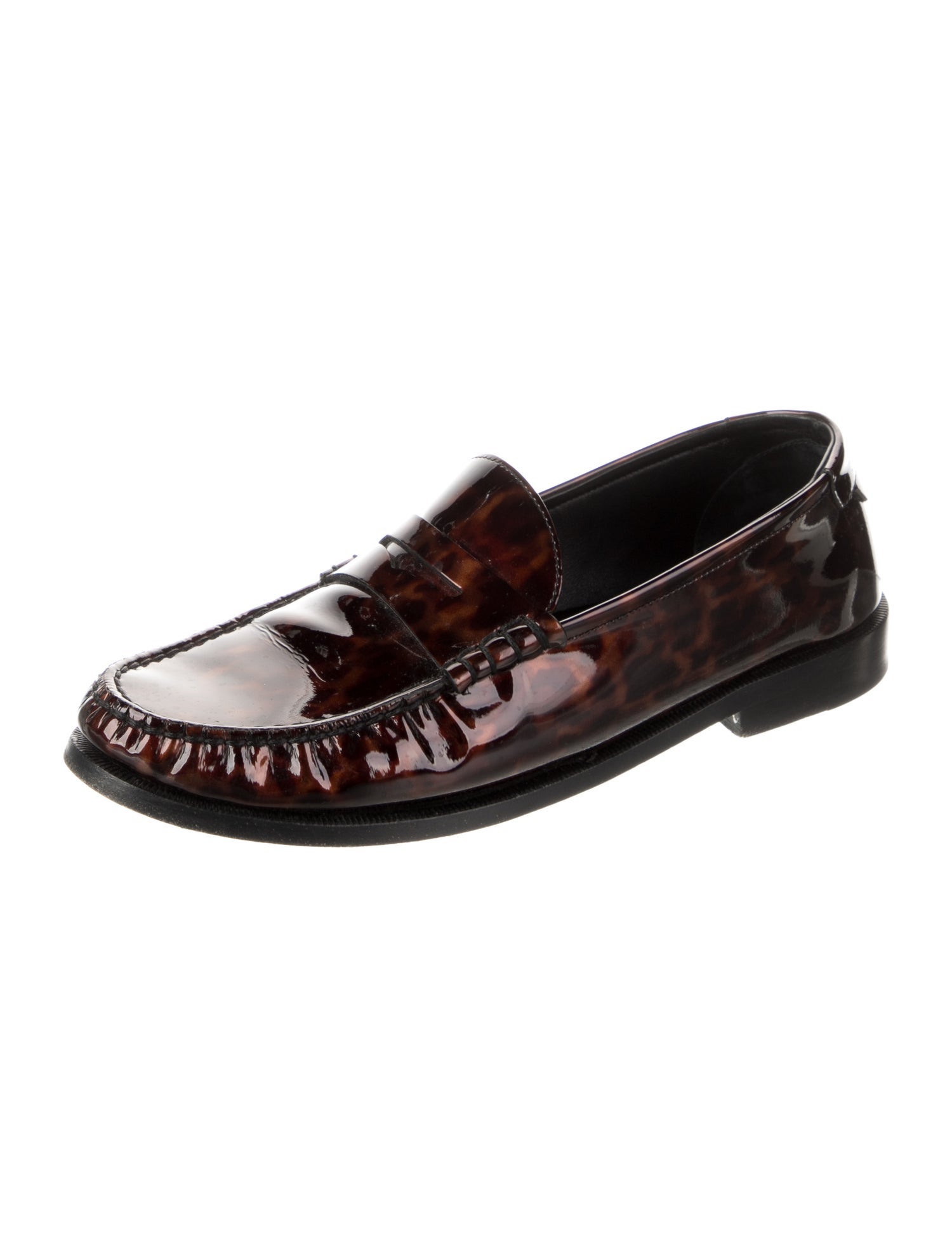 Saint Laurent Patent Leather Animal Print Loafers
