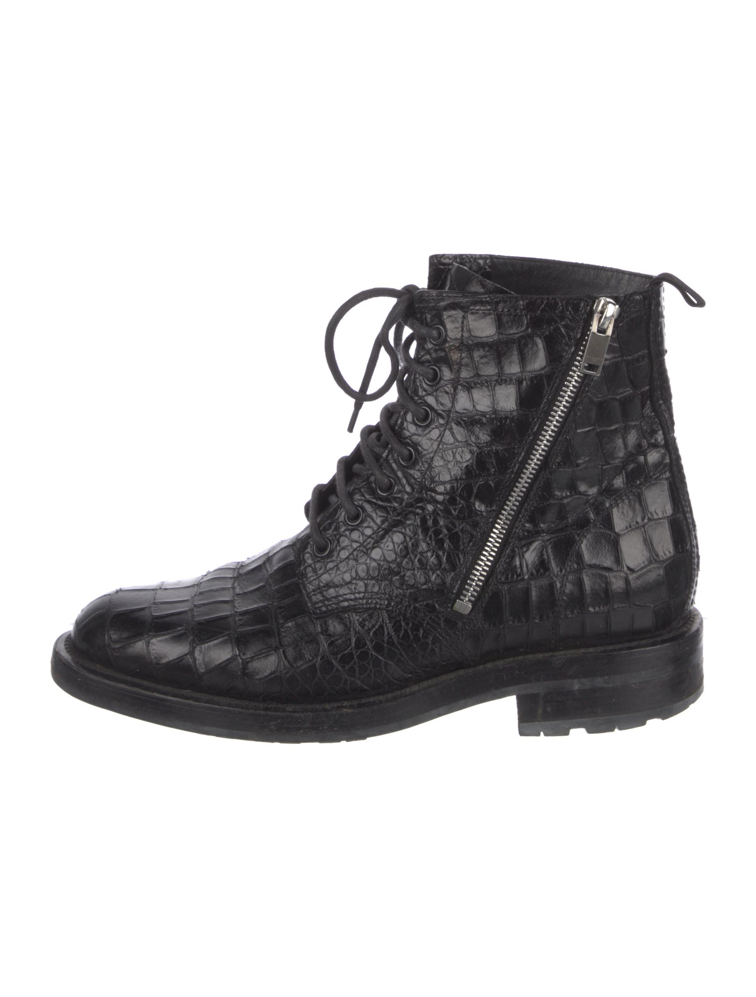 Saint Laurent Embossed Leather Combat Boots