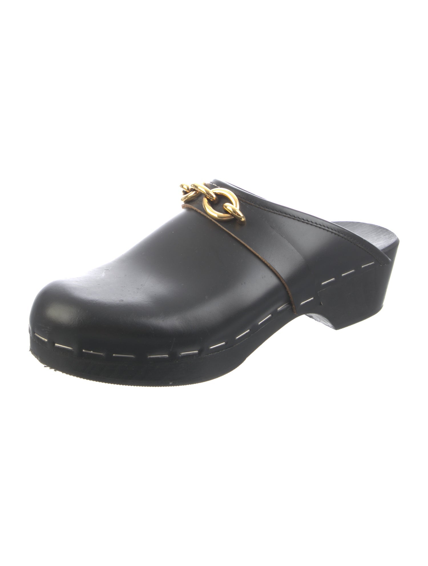 Saint Laurent Leather Chain-Link Accents Mules