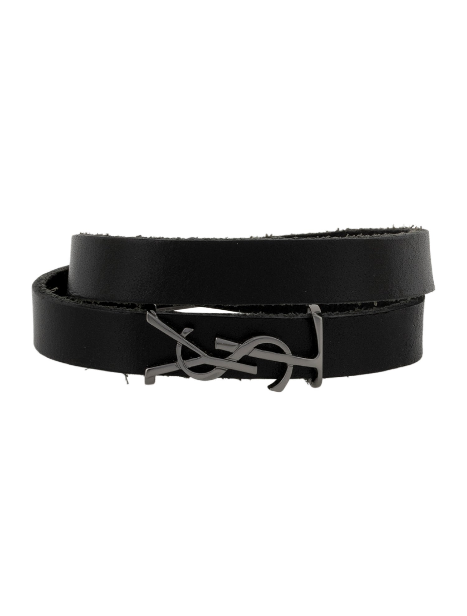 Saint Laurent Leather Logo Wrap Bracelet