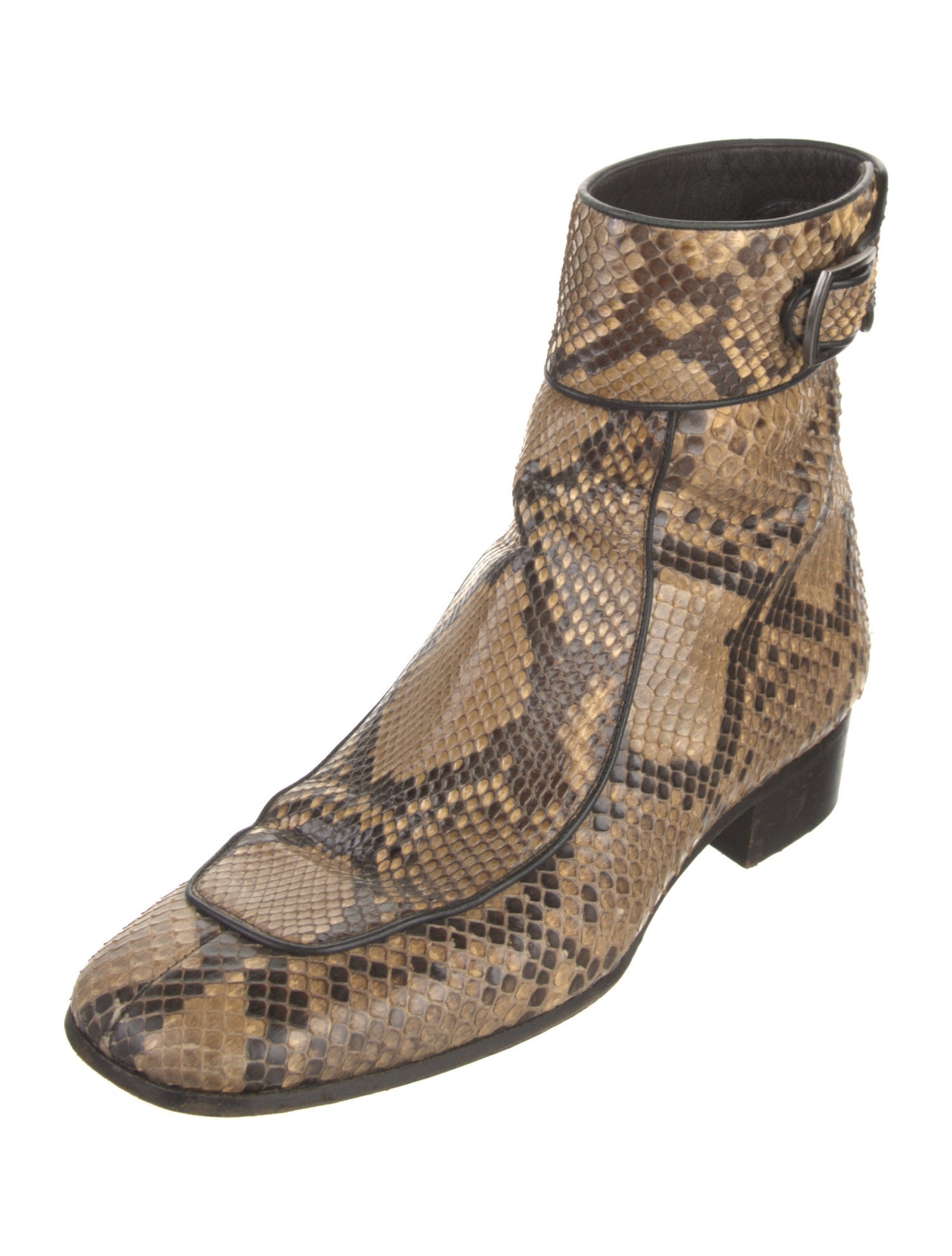 Saint Laurent Leather Animal Print Boots