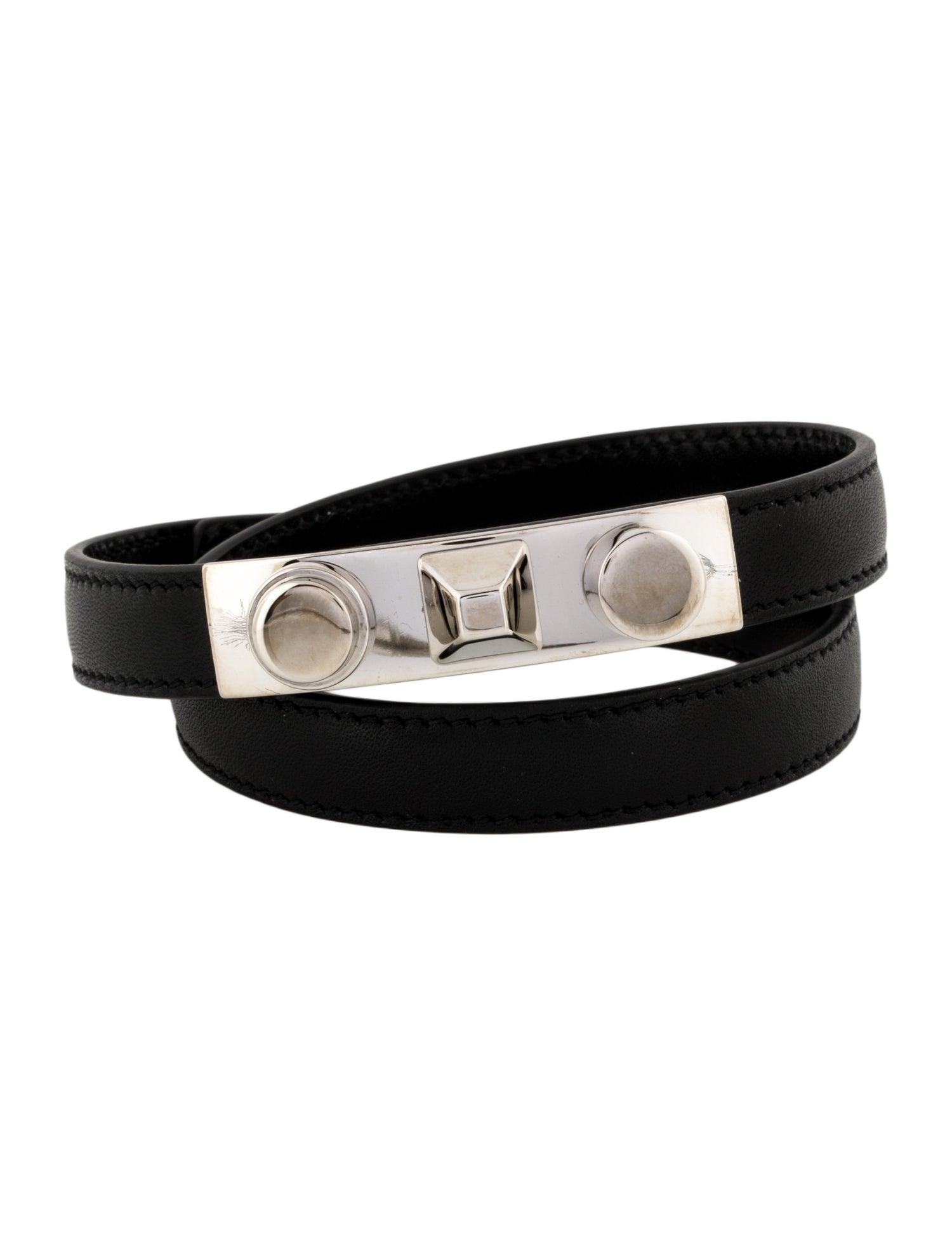 Saint Laurent Leather Le Trois Clous Double Wrap Bracelet/ Choker