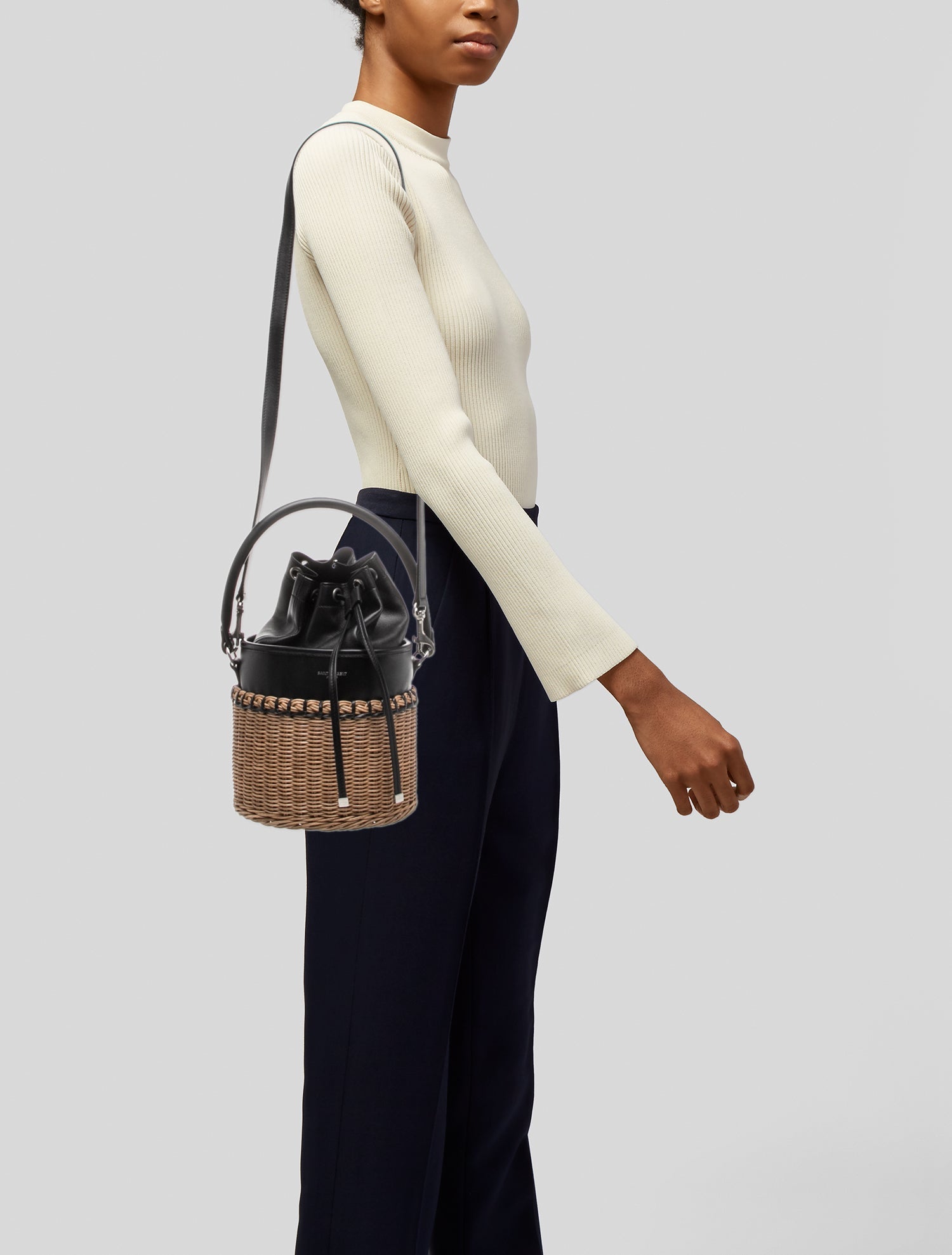 Saint Laurent Raffia Wicker Bahia Small