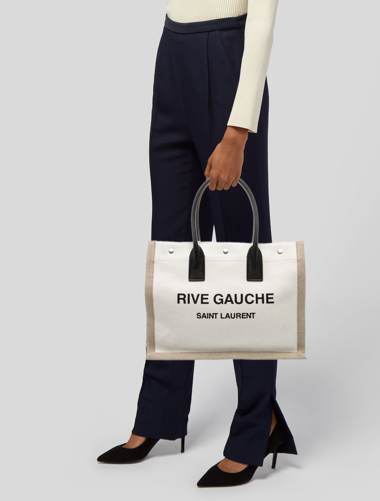 Saint Laurent Canvas Rive Gauche - Neutrals Totes, Handbags