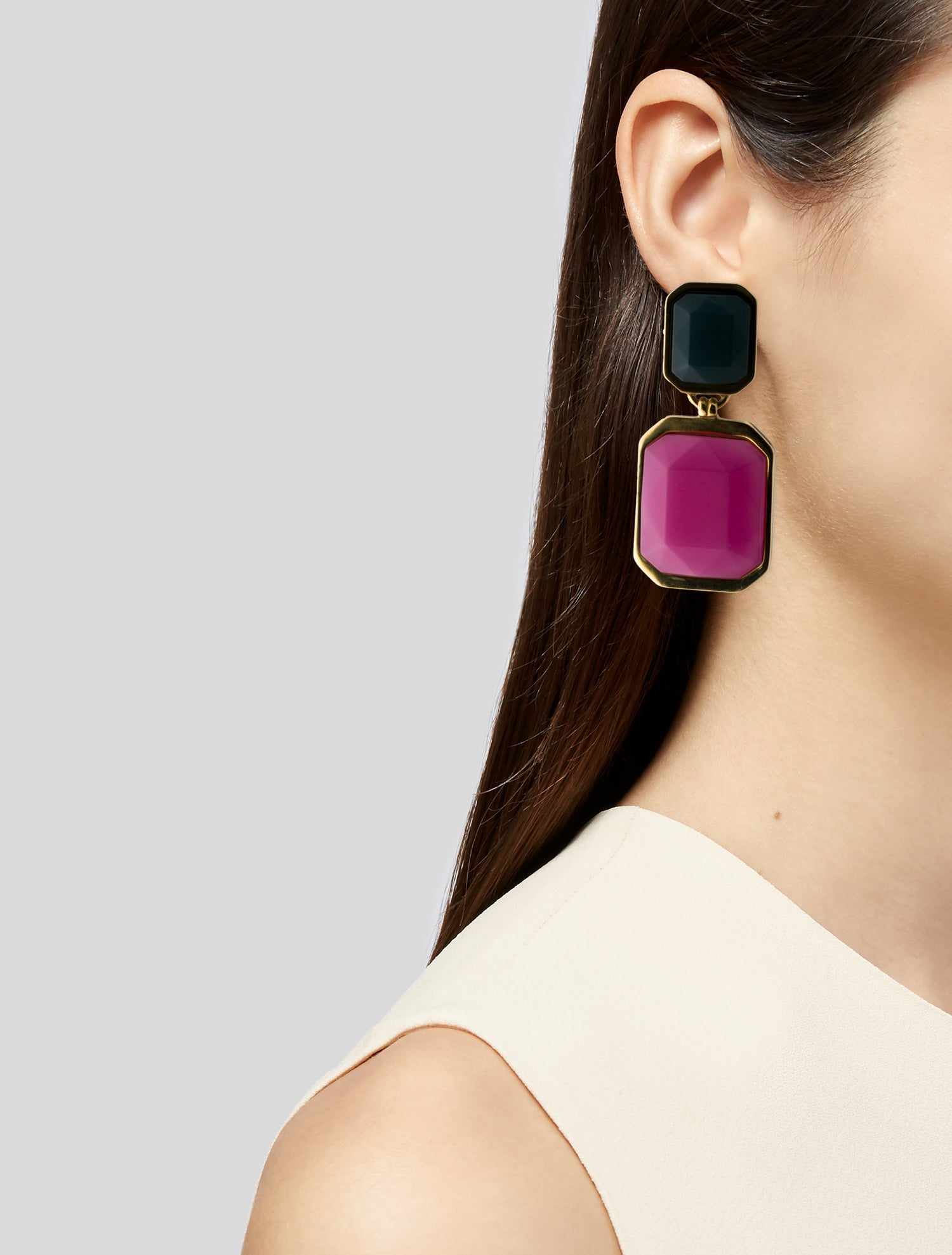 Saint Laurent Resin Octagon Clip-On Drop Earrings