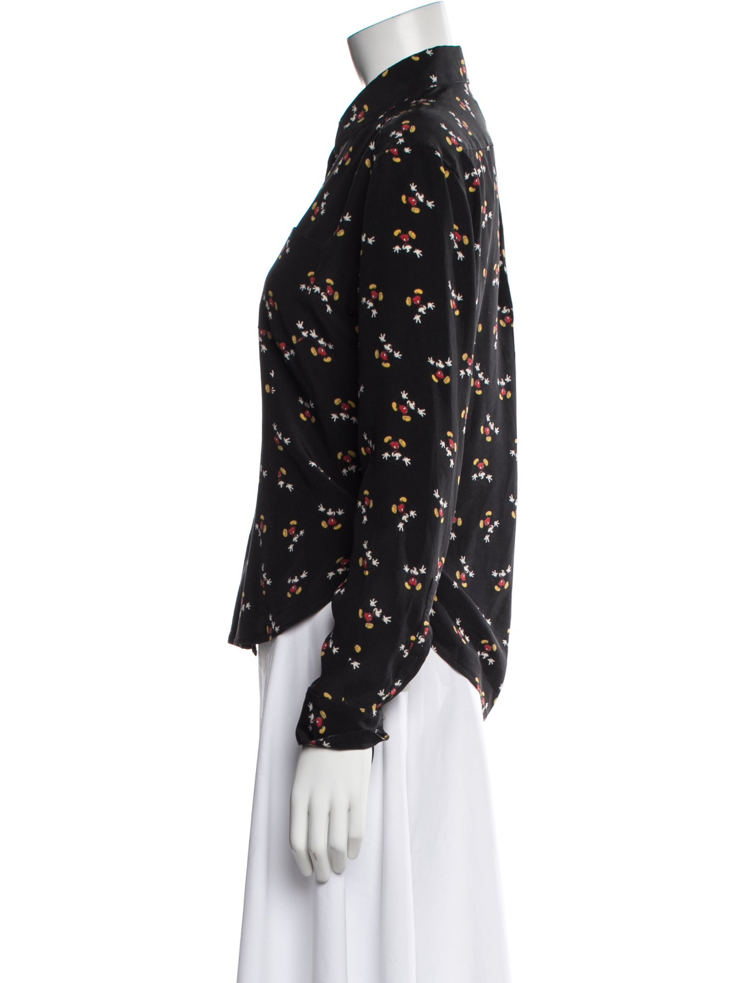 Saint Laurent Silk Graphic Print Button-Up Top