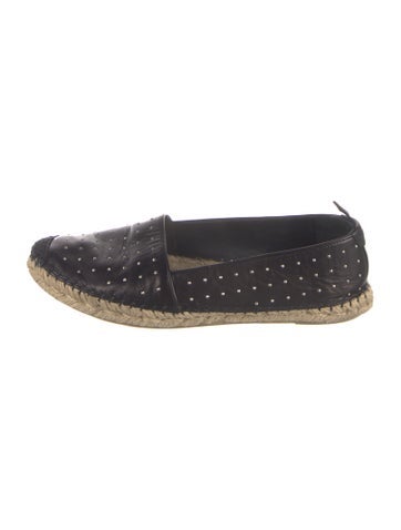 Pre-owned Saint Laurent Leather Studded Accents Espadrilles In Black