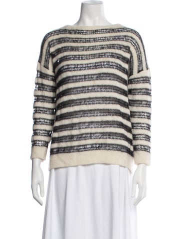Pre-owned Saint Laurent Mohair Striped Sweater In Black/neutrals