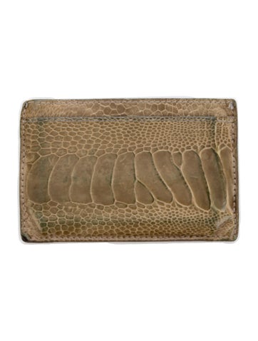 Pre-owned Saint Laurent Leather Animal Print Card Holder In Green