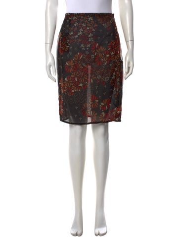 Pre-owned Saint Laurent Silk Midi Length Skirt W/ Tags In Multicolor