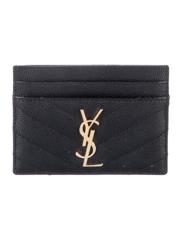 Pre-owned Saint Laurent 2022 Leather Card Holder In Black