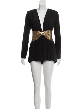 Saint Laurent 2017 Chain-Mail Crepe Romper