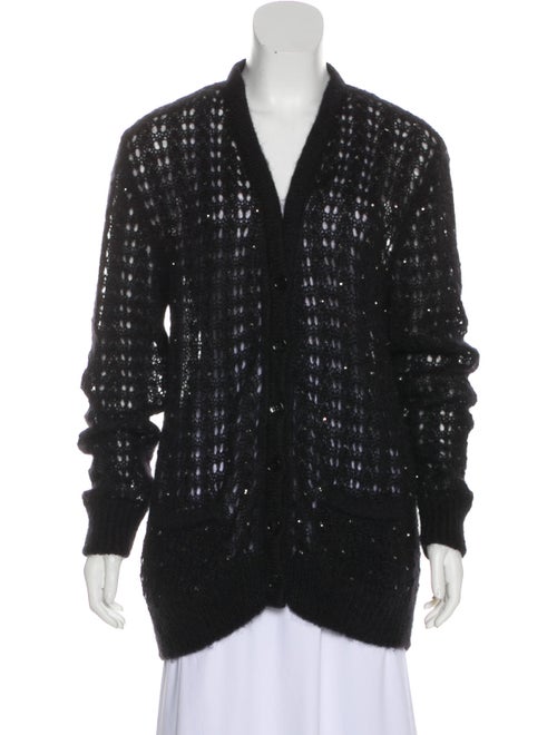 Saint Laurent Mohair Knit Cardigan Black