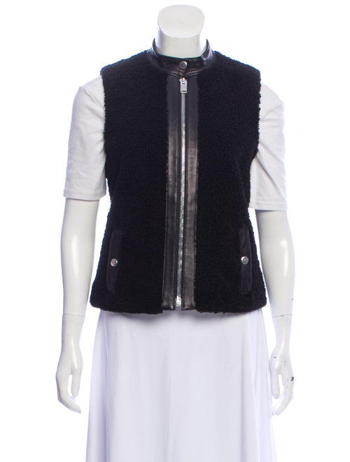Saint Laurent Shearling Leather-Trimmed Vest Black