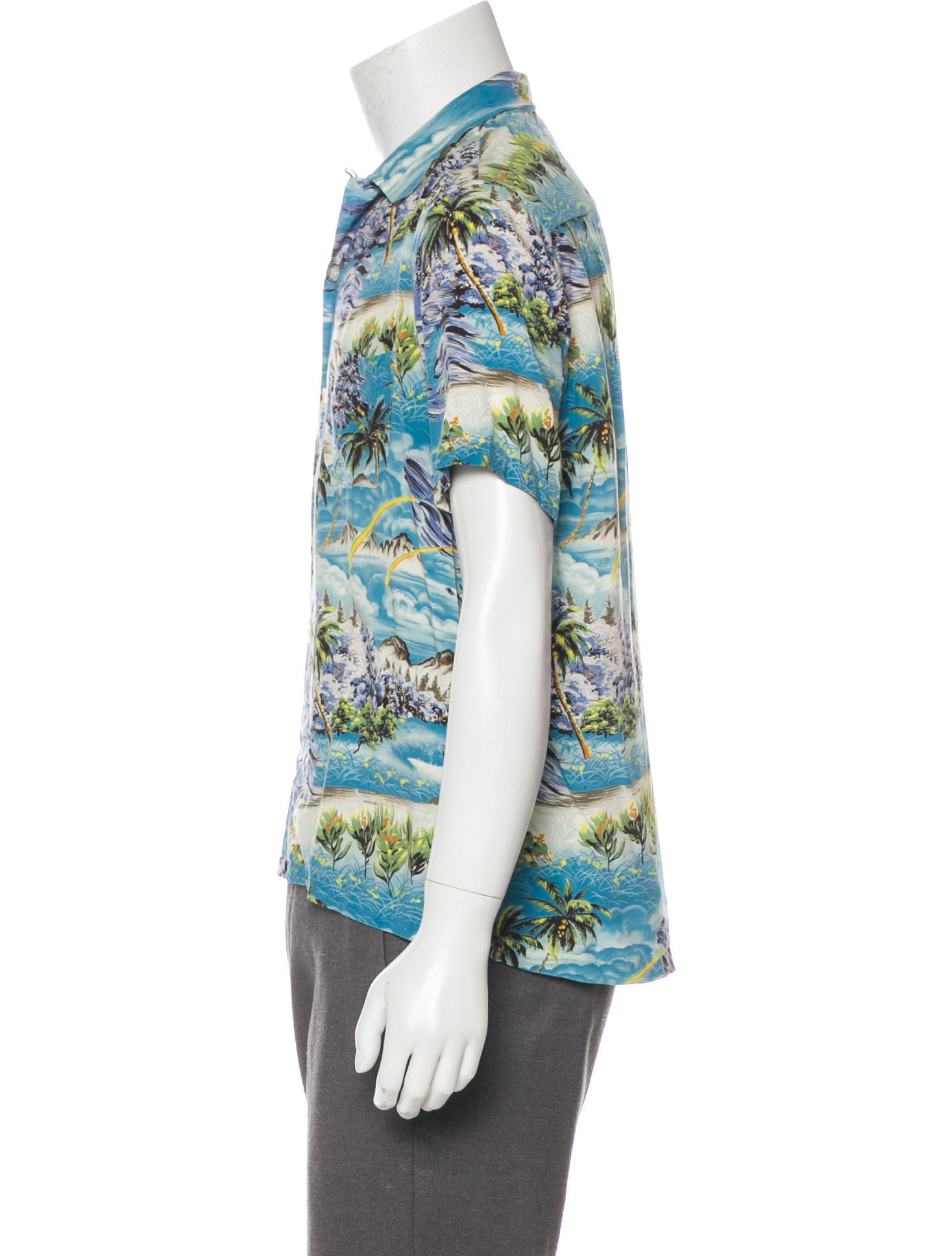 Saint Laurent 2016 Surf Print Hawaiian Shirt - Blue Casual Shirts