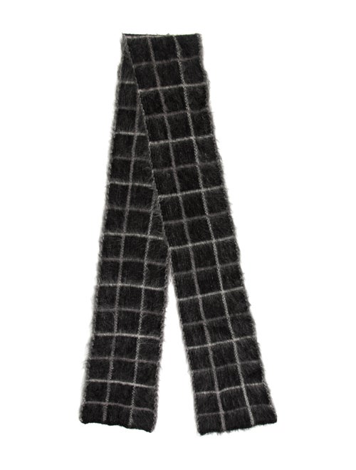 Saint Laurent Mohair Plaid Scarf Grey