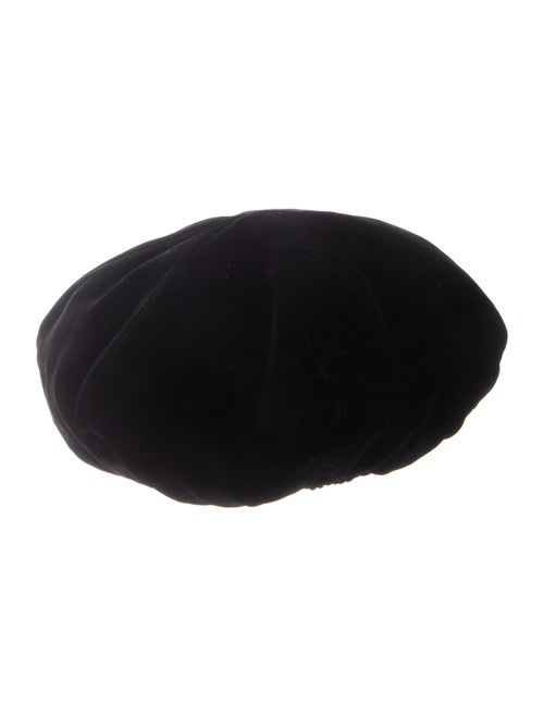 Saint Laurent Velvet Beret Hat Black
