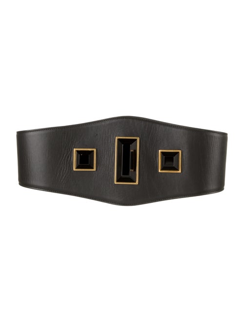Saint Laurent Onyx Bijoux Wide Leather Belt Black