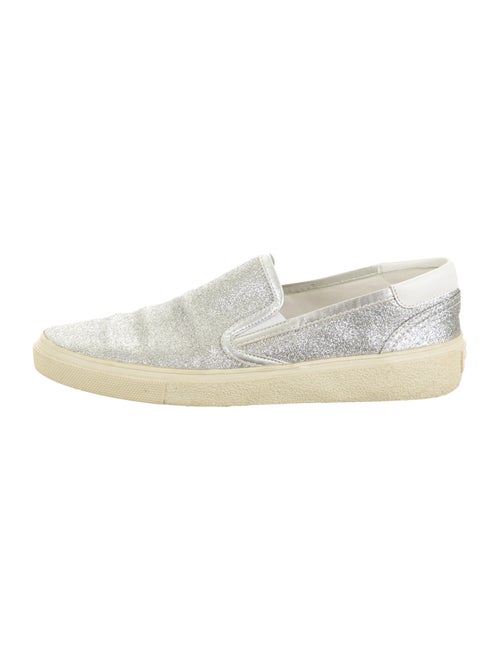 Saint Laurent Glitter Slip-On Sneakers Silver