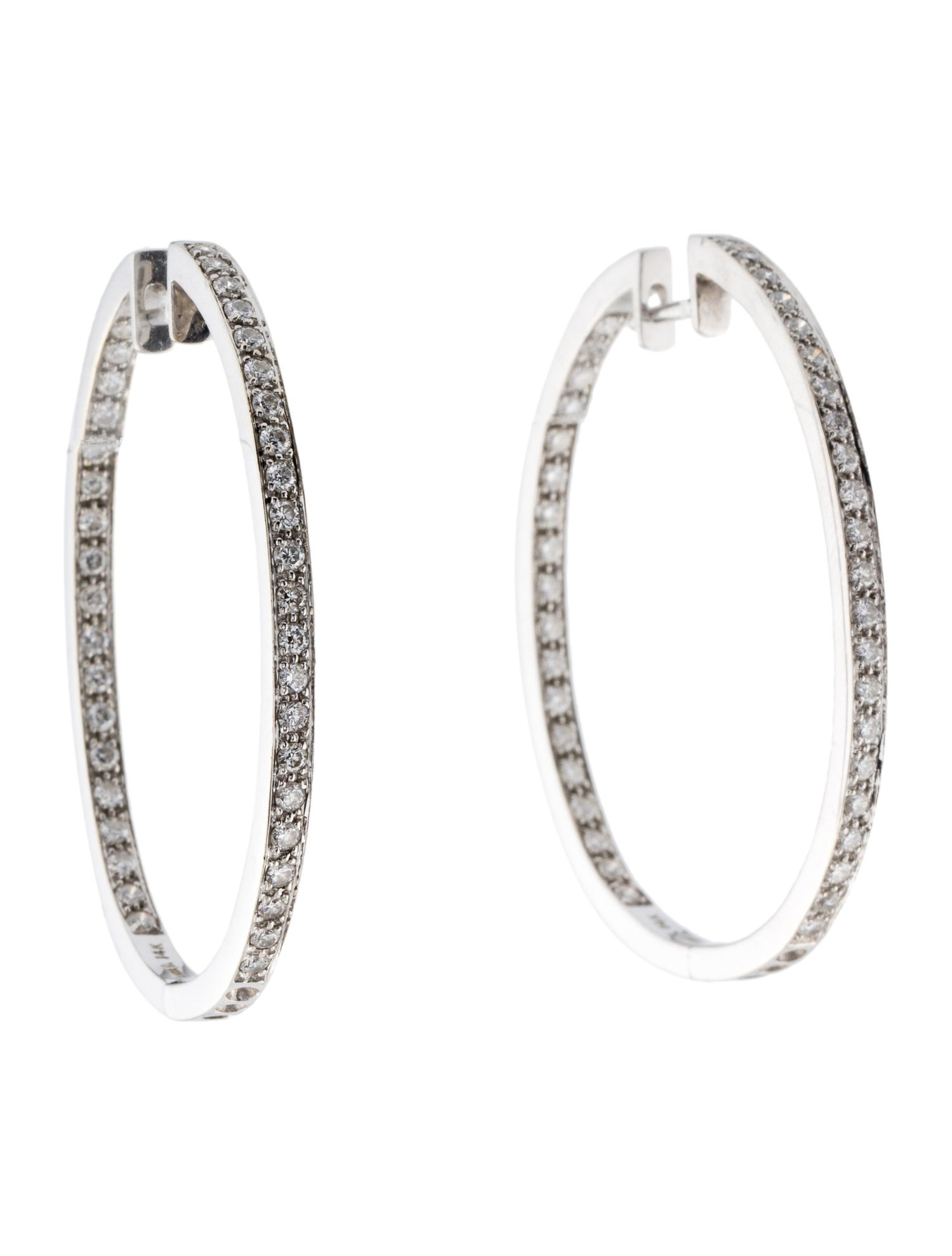 Earrings 14K Diamond Inside-Out Hoop Earrings - Rhodium-Plated 14K ...