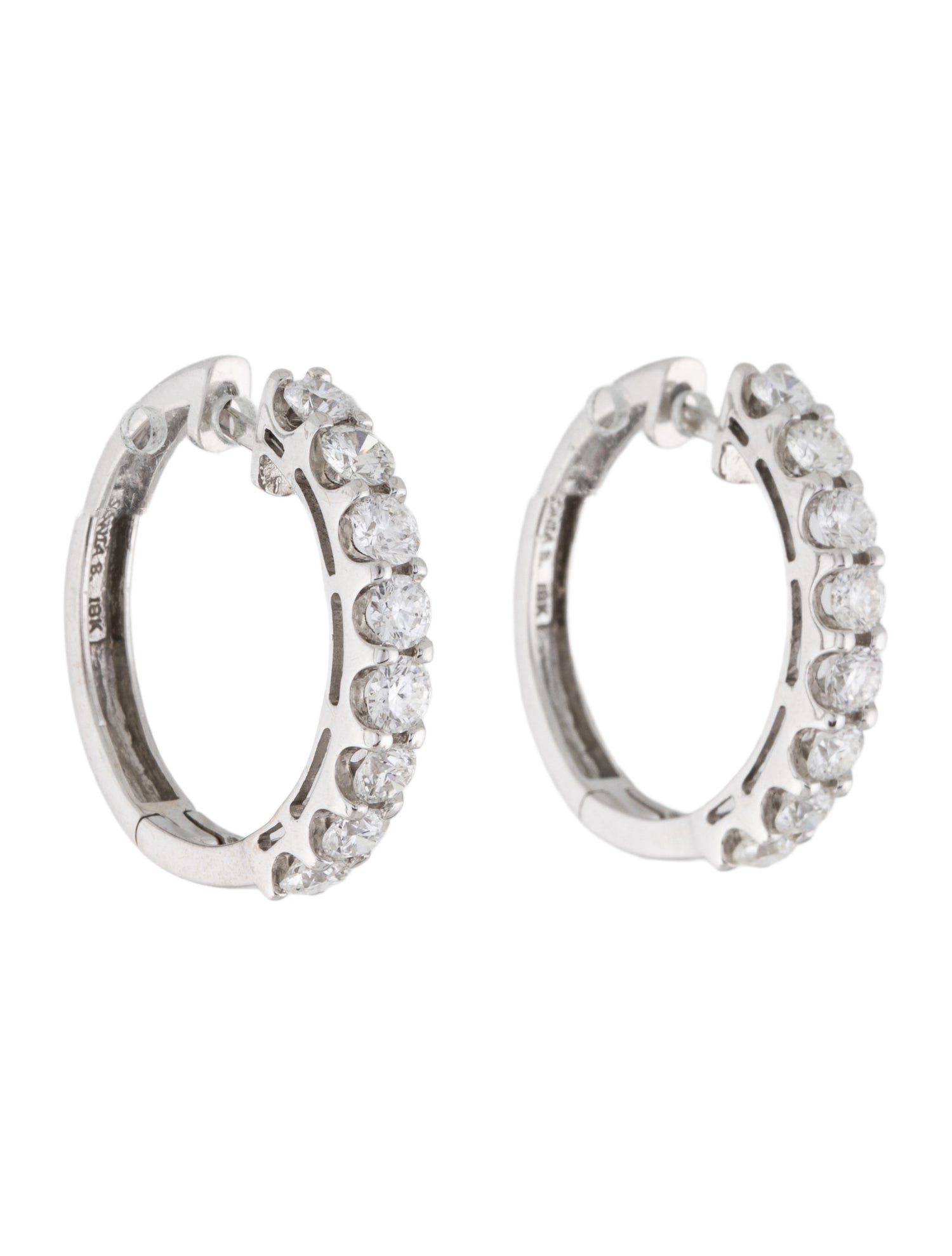 Sonia Bitton 18K 3.20ctw Diamond Hoop Earrings