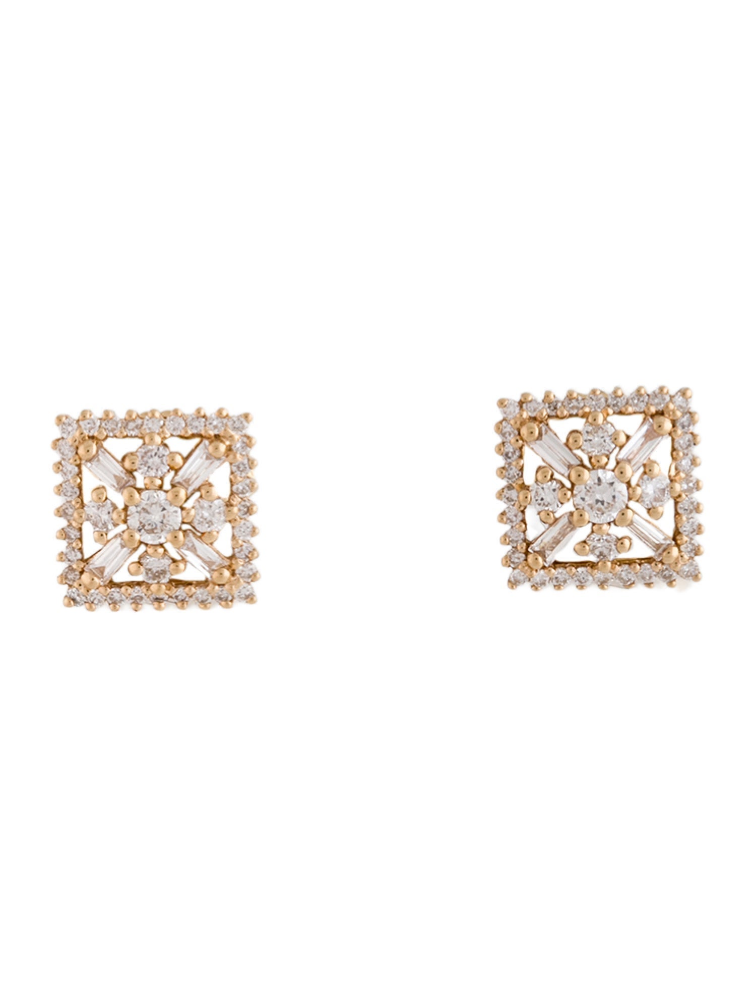Sonia Bitton 14K Diamond Square Stud Earrings