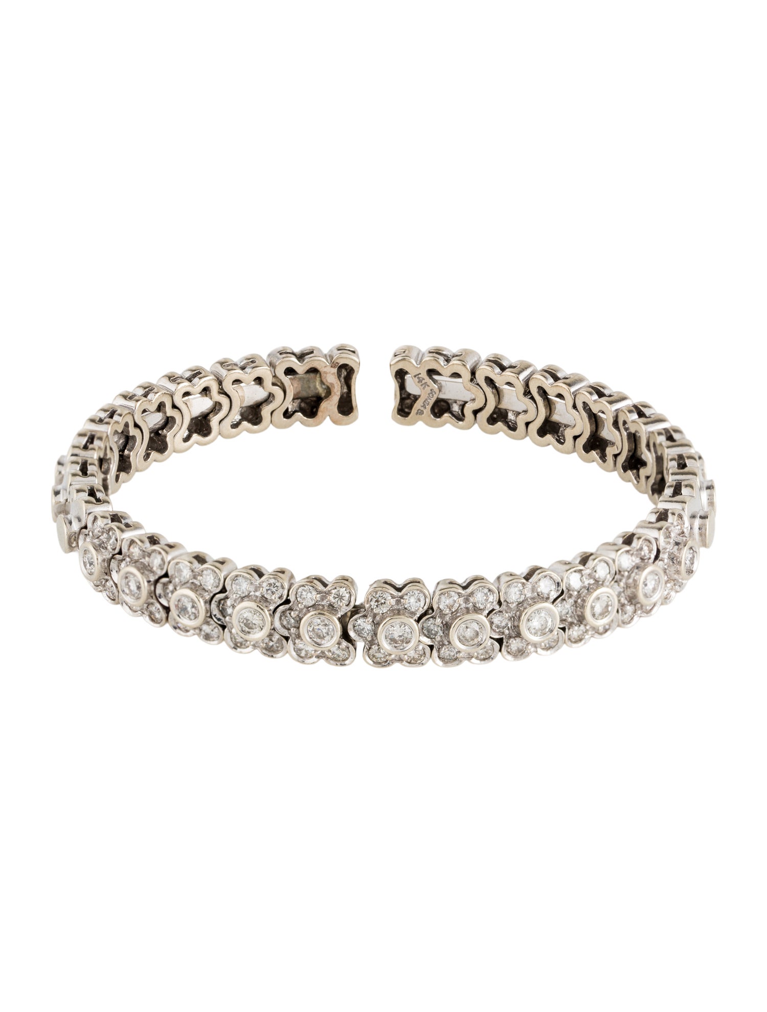 Sonia Bitton 14K 2.64ctw Diamond Flower Cuff Bracelet
