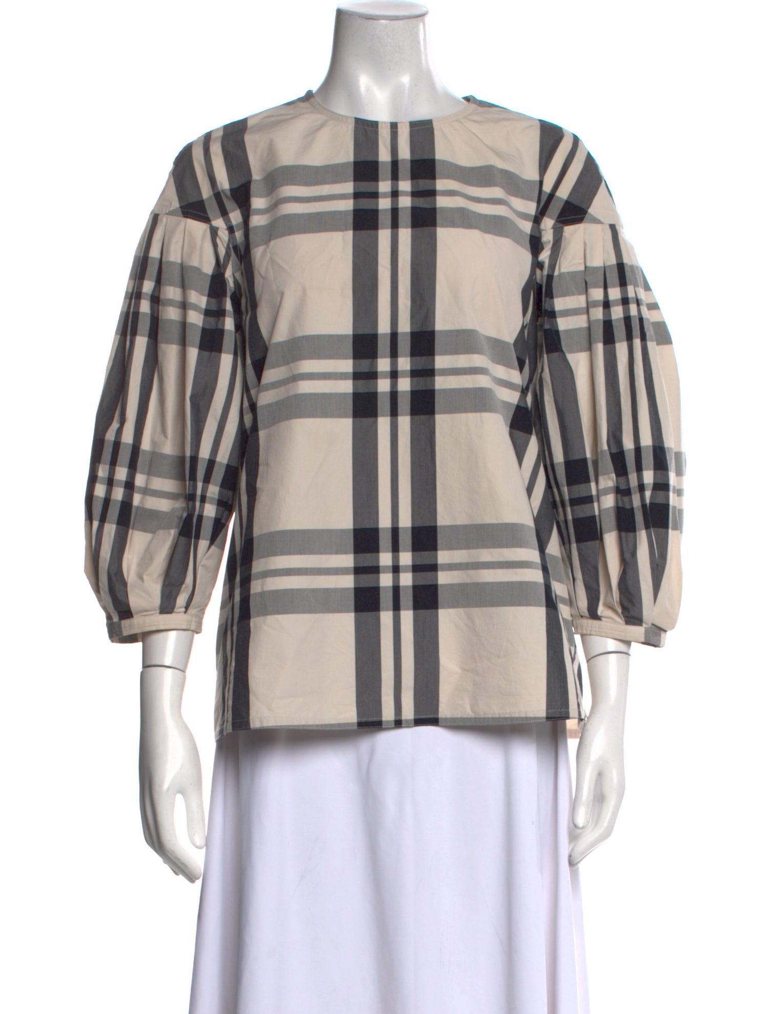 Sofie D'Hoore Plaid Print Crew Neck Blouse