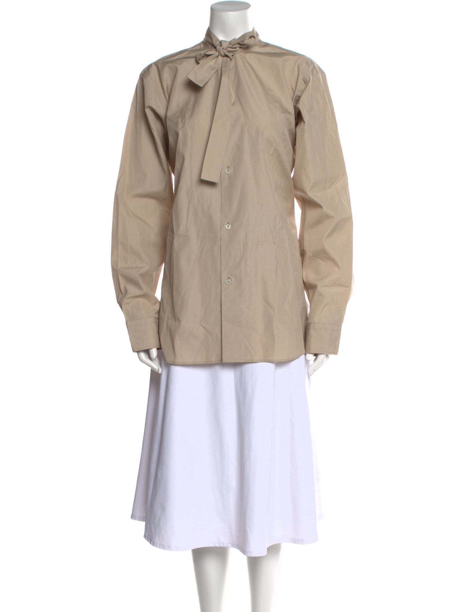 Sofie D'Hoore Tie Neck Long Sleeve Button-Up Top w/ Tags