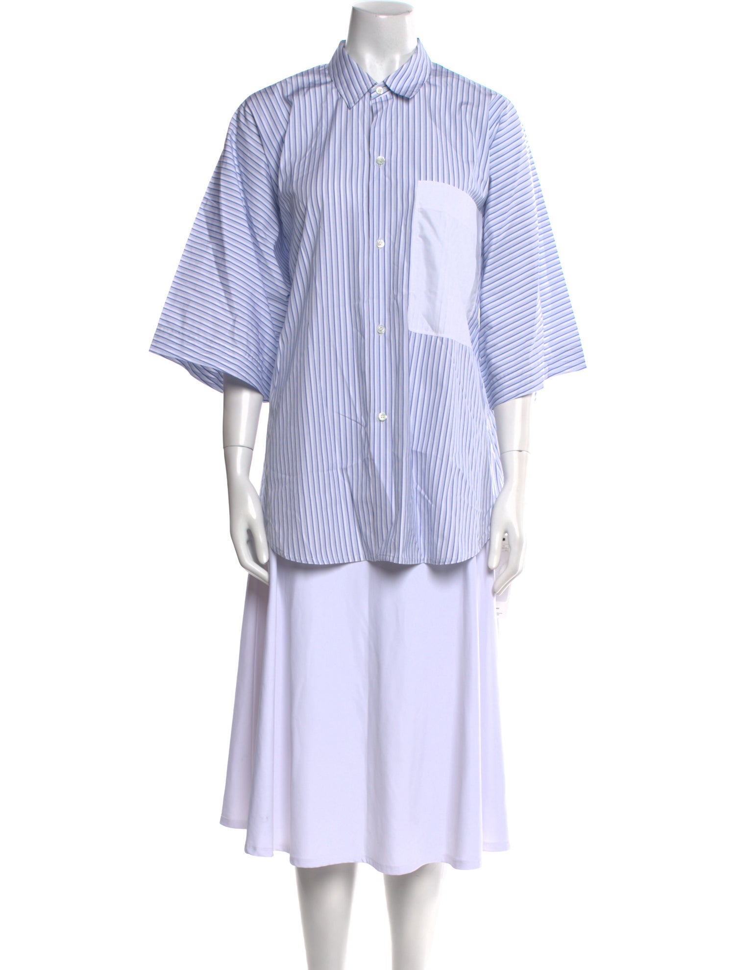 Sofie D'Hoore Striped Three-Quarter Sleeve Button-Up Top w/ Tags