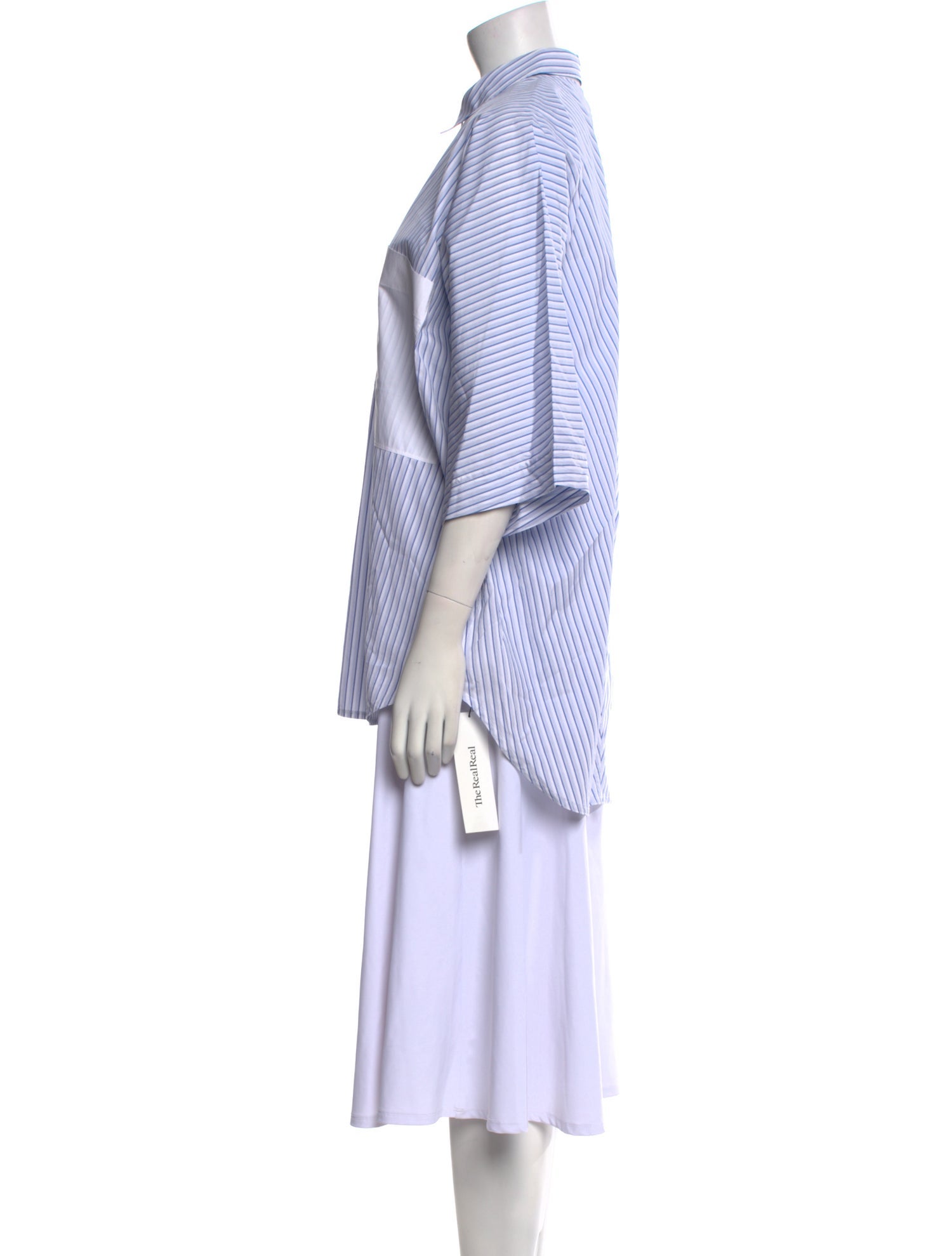 Sofie D'Hoore Striped Three-Quarter Sleeve Button-Up Top w/ Tags