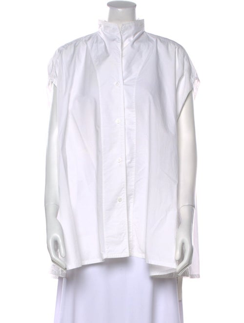 Sofie D'Hoore Mock Neck Short Sleeve Button-Up Top