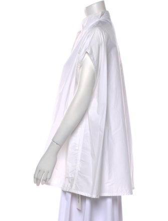 Sofie D'Hoore Mock Neck Short Sleeve Button-Up Top