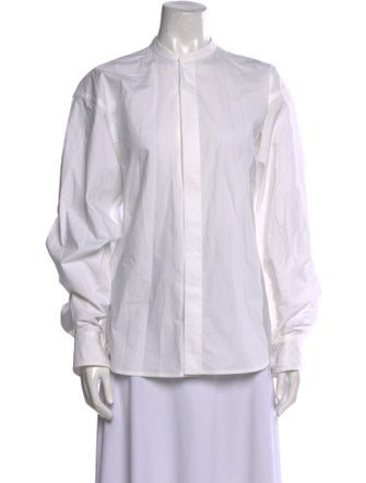 Sofie D'Hoore Mock Neck Long Sleeve Button-Up Top