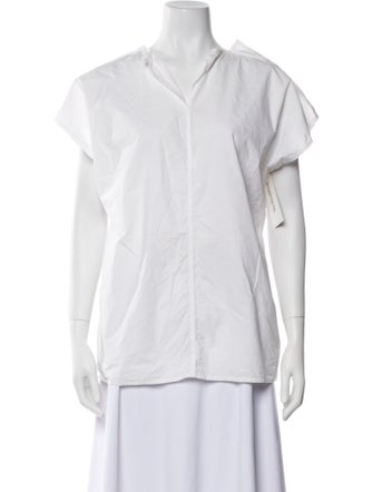 Sofie D'Hoore V-Neck Short Sleeve Button-Up Top