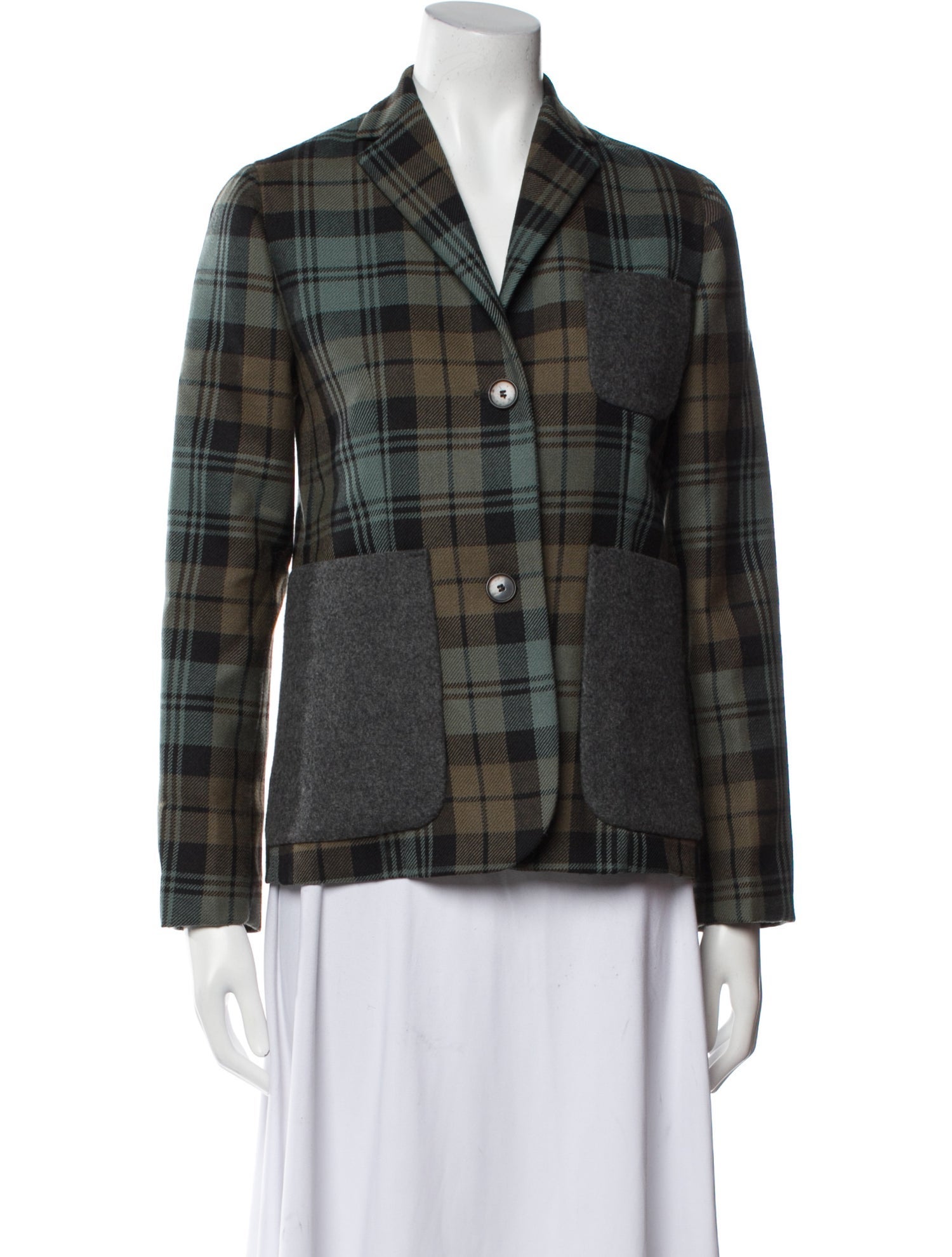Sofie D'Hoore Wool Plaid Print Blazer