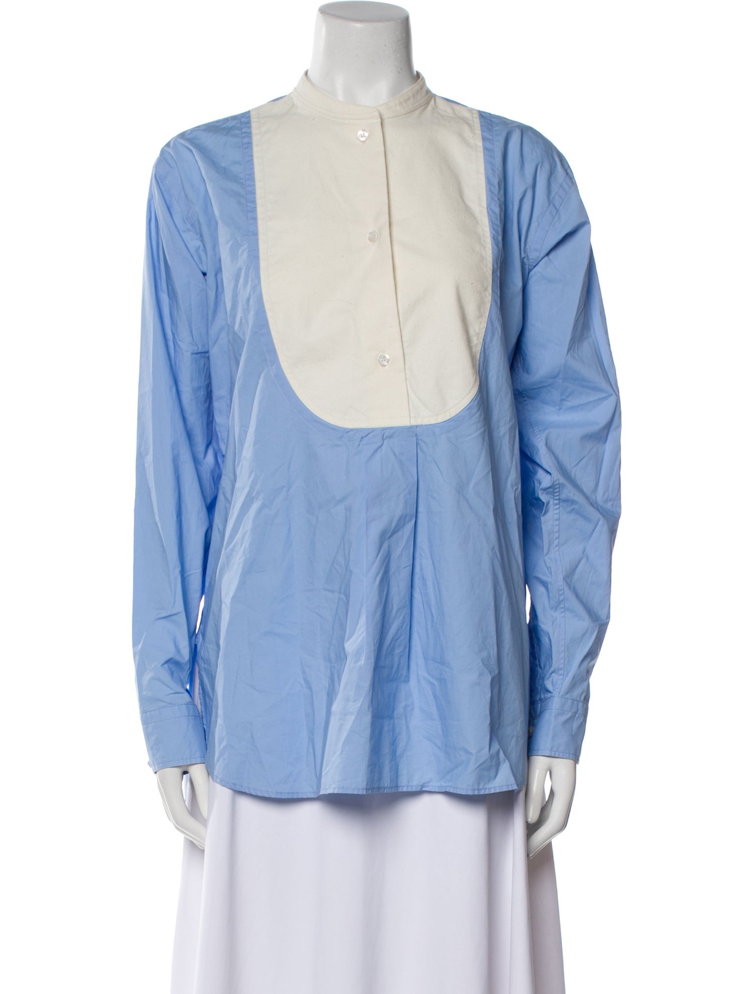 Sofie D'Hoore Colorblock Pattern Mock Neck Button-Up Top w/ Tags