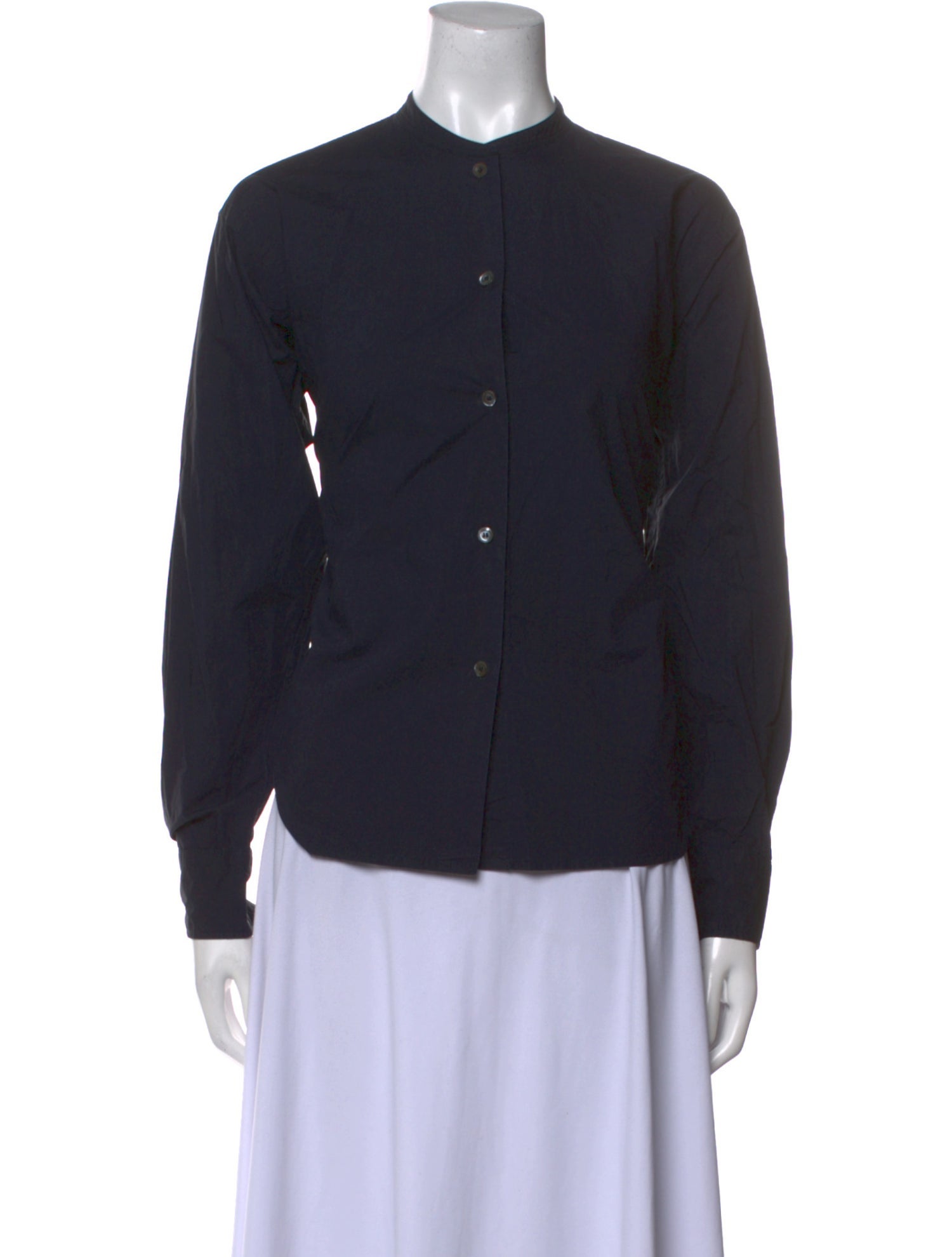 Sofie D'Hoore Mock Neck Long Sleeve Button-Up Top