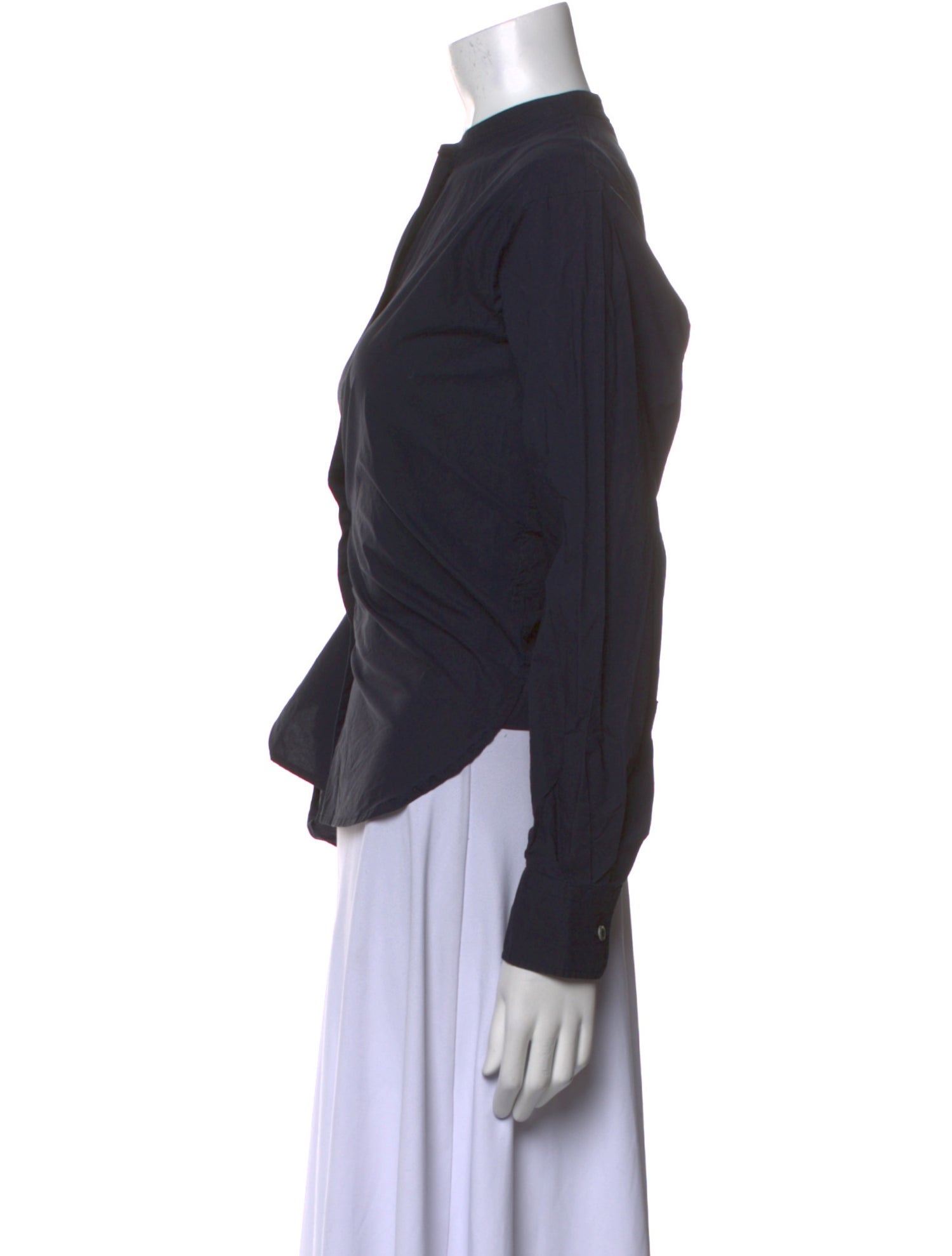 Sofie D'Hoore Mock Neck Long Sleeve Button-Up Top