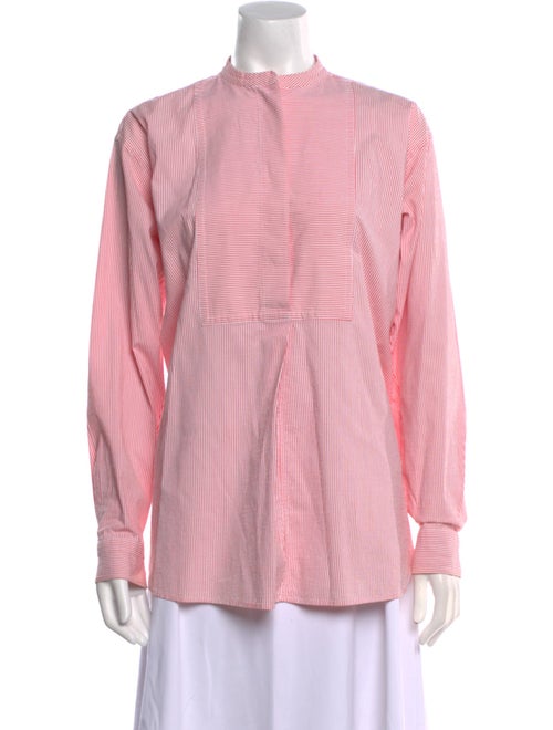 Sofie D'Hoore Striped Mock Neck Button-Up Top